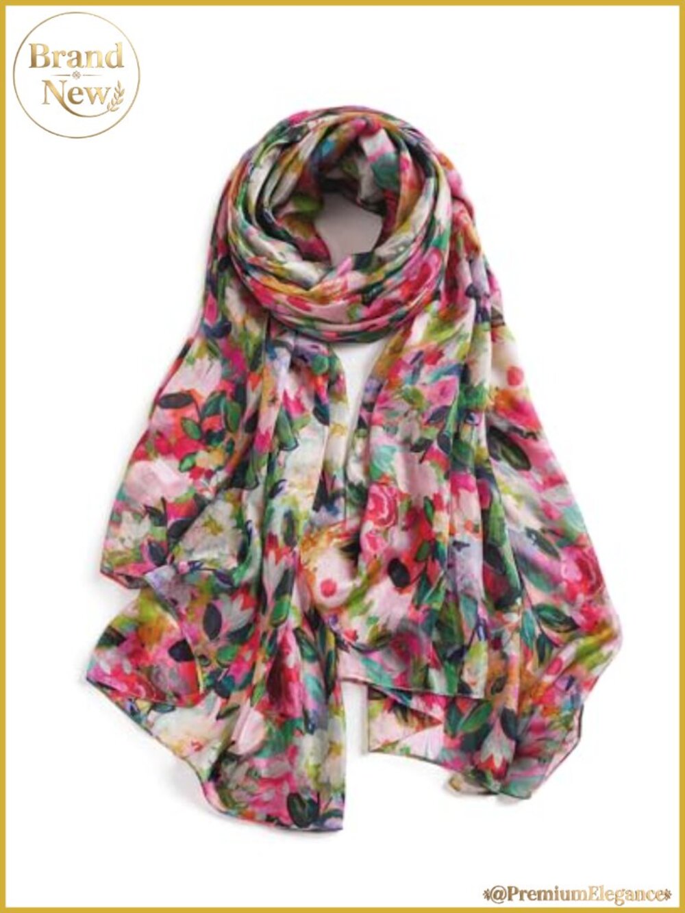 100% Mulberry Silk Scarf for Women Large Floral Shawl Wrap